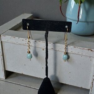 Chic Gold and Blue Beaded Earrings